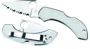 Spyderco Folding Knife w/Clip/Stainless Steel Handle/Plain E
