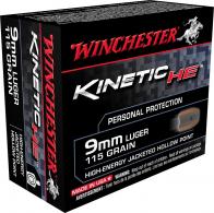 Winchester Ammo Kinetic High Energy 9mm Luger 115 GR Jacketed Hollow Poi - HE9JHP Winchester Ammo Kinetic High Energy 9mm Luger 115 GR Jacketed Hollow Poi - HE9JHP