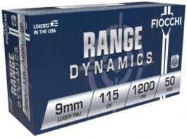 Fiocchi Pistol Shooting Dynamics 9mm Ammo Full Metal Jacket 115gr 50 Round Box - 9AP Fiocchi Pistol Shooting Dynamics 9mm Ammo Full Metal Jacket 115gr 50 Round Box - 9AP
