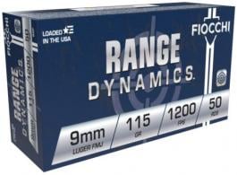 Fiocchi Pistol Shooting Dynamics Full Metal Jacket 9mm Ammo 115 gr 50 Round Box - 9AP