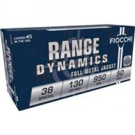 Fiocchi Range Dynamics 38 Special 130 Grain Full Metal Jacket 50rd box - 38AUS Fiocchi Range Dynamics 38 Special 130 Grain Full Metal Jacket 50rd box - 38AUS