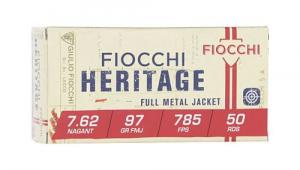 Fiocchi Heritage 7.62 Nagant 97gr FMJ revolver - 762A Fiocchi Heritage 7.62 Nagant 97gr FMJ revolver - 762A