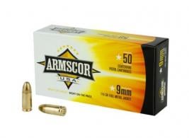 Armscor 9mm Ammo 115 gr Full Metal Jacket 50 Round Box Armscor 9mm Ammo 115 gr Full Metal Jacket 50 Round Box
