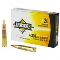 Armscor USA Full Metal Jacket 300 AAC Blackout Ammo 20 Round Box