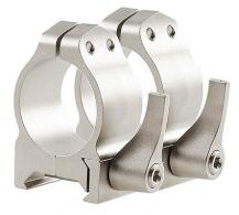 Warne Maxima Vertical Ring Set Quick Detach For Rifle Maxima/Weaver/Picatinny Medium 1" Tube Silver Steel - 201LS