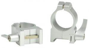 Warne 201LS Maxima Vertical Ring Set Quick Detach For Rifle Maxima/Weaver/Picatinny Medium 1" Tube Silver Steel - 438