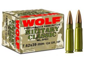 Wolf 7.62MM x 39MM 124 Grain Soft Point Bi Metal - CASE - 762BSP