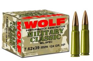 Wolf Military Classic 7.62x39mm 124gr Bi-Metal FMJ - MC762BFMJ