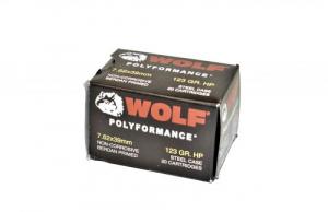 Wolf 7.62x39mm  123 Grain Jacketed Hollow Point Bi Metal 20rd box - 762BHP