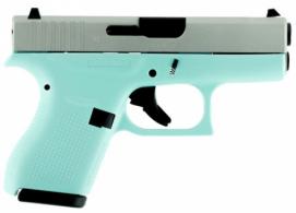 Glock UI4250201RES G42 Subcompact 380 ACP 3.25" 6+1 Robin Egg Blue Cerakote Silver Aluminum Cerakote Slide Robin Egg Blue - UI4250201RES Glock UI4250201RES G42 Subcompact 380 ACP 3.25" 6+1 Robin Egg Blue Cerakote Silver Aluminum Cerakote Slide Robin Egg Blue - UI4250201RES