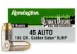 Remington Ammunition 28971 Ultimate Defense .45 ACP 185 gr Brass Jacket Hollow Point (BJHP) 20 Bx/ 25 Cs - HD45APA
