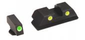 AmeriGlo GL115 Classic 3-Dot Night Sight Set Tritium Green with White Outline Front, Yellow with White Outline Rear Black Frame - GL115