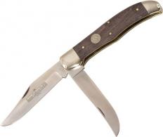 Queen Cutlery Folding Hunter Knife w/2 Blades & Birdseye Map