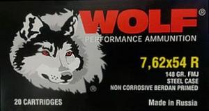 Wolf 7.62x54R 148gr FMJ 20 rounds - 76254FMJ148 Wolf 7.62x54R 148gr FMJ 20 rounds - 76254FMJ148