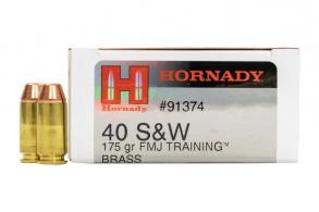 Hornady .40 S&W 175gr FMJ Training Brass 50ct - 91374 Hornady .40 S&W 175gr FMJ Training Brass 50ct - 91374
