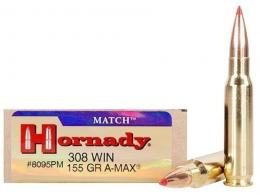 Hornady .308 Winchester Match 155gr A-MAX 20ct - 8095PMLE