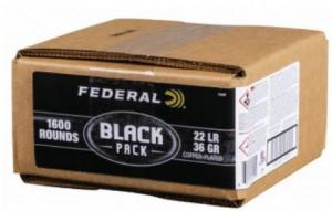 Federal Black Pack .22 LR 36gr Copper Plated HP 1600 Rd - 788BF Federal Black Pack .22 LR 36gr Copper Plated HP 1600 Rd - 788BF