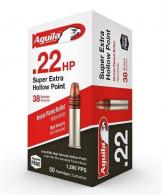 Aguila .22 LR HV HP 38gr Nickel case 50ct - 1B222336 Aguila .22 LR HV HP 38gr Nickel case 50ct - 1B222336