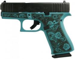 Glock G43X Engraved Paisley Tiffany Blue/Black 9mm Pistol - PX4350201GRFP