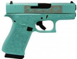 Glock G43X Engraved Paisley Tiffany Blue 9mm Pistol