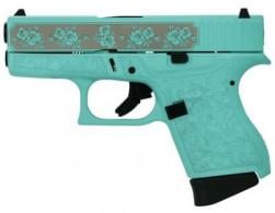 Glock G43 Custom Engraved Rose Tiffany Blue 9mm Pistol