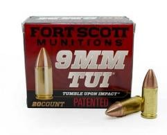 Fort Scott Munitions TUI Solid Copper 9mm Ammo 115 gr 20 Round Box - 9MM115SCV Fort Scott Munitions TUI Solid Copper 9mm Ammo 115 gr 20 Round Box - 9MM115SCV