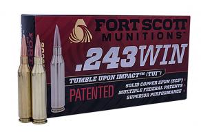 Fort Scott Munitions TUI Solid Copper 243 Winchester Ammo 80 gr 20 Round Box - 243080SCV Fort Scott Munitions TUI Solid Copper 243 Winchester Ammo 80 gr 20 Round Box - 243080SCV