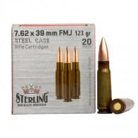 Main product image for Sterling 7.62x39 Ammo 123gr FMJ 20rd box
