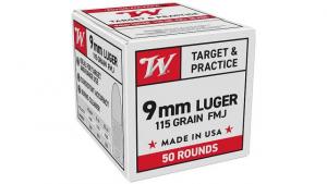 Winchester USA Target & Practice 9mm Ammo 115gr FMJ 50rd box - W9MM50 Winchester USA Target & Practice 9mm Ammo 115gr FMJ 50rd box - W9MM50