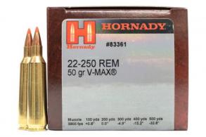 Hornady Varmint Express  22-250 Remington Ammo  50 Grain V-Max 50rd box