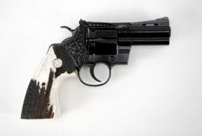 Custom and Collectible Firearms Colt Python .357 MAG Dark Series, 3" Engraved, Stag Grips - CNCPYTHDARK3