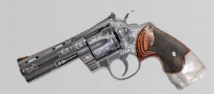 COLT, PYTHON, 4.25",ENGRAVED, ROSEWOOD/PEARL GRIPS, 357 MAG, LIMITED EDITION