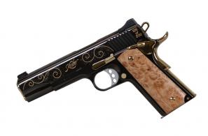 Kimber 1911 38 Super  5" Black Deluxe, Scroll Work Gold Inlay 1 Of 200 - 5" Barrel, 8+1 Rounds - CNCBLKCLASS38
