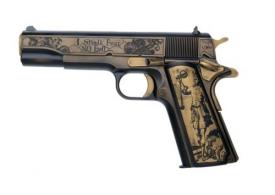 Custom & Collectible David & Goliath Colt 1911, 45 ACP, 5",Custom Scenic Aluminum Grips, Battleworn Bronze Cerakote - CNCDANDGOL45 Custom & Collectible David & Goliath Colt 1911, 45 ACP, 5",Custom Scenic Aluminum Grips, Battleworn Bronze Cerakote - CNCDANDGOL45
