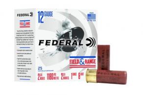 Federal Field & Range Shotshells FR121NBS8, 12 Gauge, 2-3/4 in, 1oz, 1180 fps, #8 Shot, 25 Rd/bx - FR121NBS8