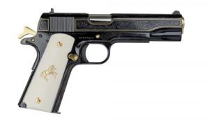 Colt 1911 Classic Engraved, 38 Super, Polished Black with Gold Plated Outline and White Grips with the Gold Colt Medallions - O1911C38Z Colt 1911 Classic Engraved, 38 Super, Polished Black with Gold Plated Outline and White Grips with the Gold Colt Medallions - O1911C38Z