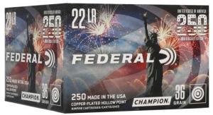 Federal 250th Anniversary USA 22 LR, 36 Grain, Copper Plated Hollow Point, 250rd Box - 750USA Federal 250th Anniversary USA 22 LR, 36 Grain, Copper Plated Hollow Point, 250rd Box - 750USA