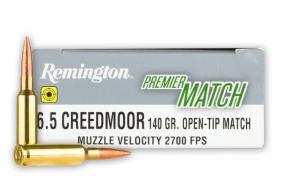 Remington Ammunition Premier Match 6.5 Creedmoor 140 gr Open Tip Match Boat-Tail 20 Bx/ 10 Cs - 27661