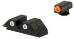 Night Fision GLK001007OGZ OEM Replacement Perfect Dot Night Sight Set Square Tritium Green with Orange Outline Front, Green with