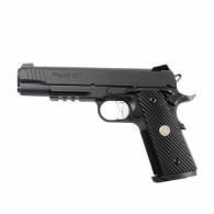 SIG 1911; 9mm; 5"; Black; SAO Siglite; Black G10; (4) 9rd Steel Mag; Traditional Slide; TacOps - 1911TR9TACOPS SIG 1911; 9mm; 5"; Black; SAO Siglite; Black G10; (4) 9rd Steel Mag; Traditional Slide; TacOps - 1911TR9TACOPS