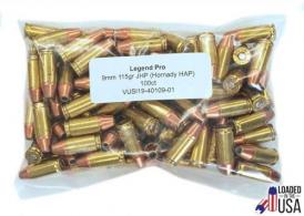 Legend Ammo 9MM HAP JHP 115GR 100RD - CR919HAP115100