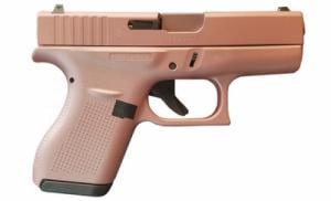 Glock - G42, 380 ACP, 3.25" Barrel, Fixed Sights, Rose Gold, Rose Gold Pvd barrel, 2/6rd