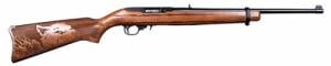 Ruger - 10/22, 22 LR, 18.5" Barrel, Gold Bead Sight, Blue, Wolf Engraved Beech Stock, 10-rd, TALO