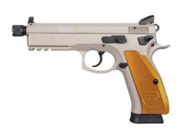 CZ 75 SP-01 Tactical 9mm Orange Alum Grips Threaded 18+1 Night Sights - 91230 CZ 75 SP-01 Tactical 9mm Orange Alum Grips Threaded 18+1 Night Sights - 91230