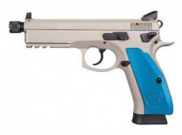 CZ 75 SP-01 Tactical 9mm Blue Alum Grips Threaded 18+1 Night Sights - 91232 CZ 75 SP-01 Tactical 9mm Blue Alum Grips Threaded 18+1 Night Sights - 91232