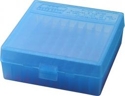MTM P-100 Flip-Top Pistol Ammo Box 1.22 OAL Blue Poly MTM P-100 Flip-Top Pistol Ammo Box 1.22 OAL Blue Poly
