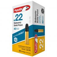 Aguila Subsonic Solid Point 22 Long Rifle Ammo 50 Round Box - 1B220269 Aguila Subsonic Solid Point 22 Long Rifle Ammo 50 Round Box - 1B220269