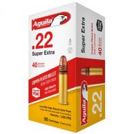 Main product image for Aguila  Super Extra High Velocity 22 LR   40 GR Copper Plated Solid Point  50rd box