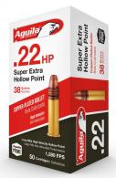 Main product image for Aguila Super Extra High Velocity Hollow Point 22 Long Rifle Ammo 50 Round Box