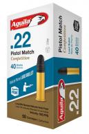 AGUILA PISTOL MATCH COMPETITION .22 LR 40GR LEAD SP 50RD BOX - 1B222516 AGUILA PISTOL MATCH COMPETITION .22 LR 40GR LEAD SP 50RD BOX - 1B222516